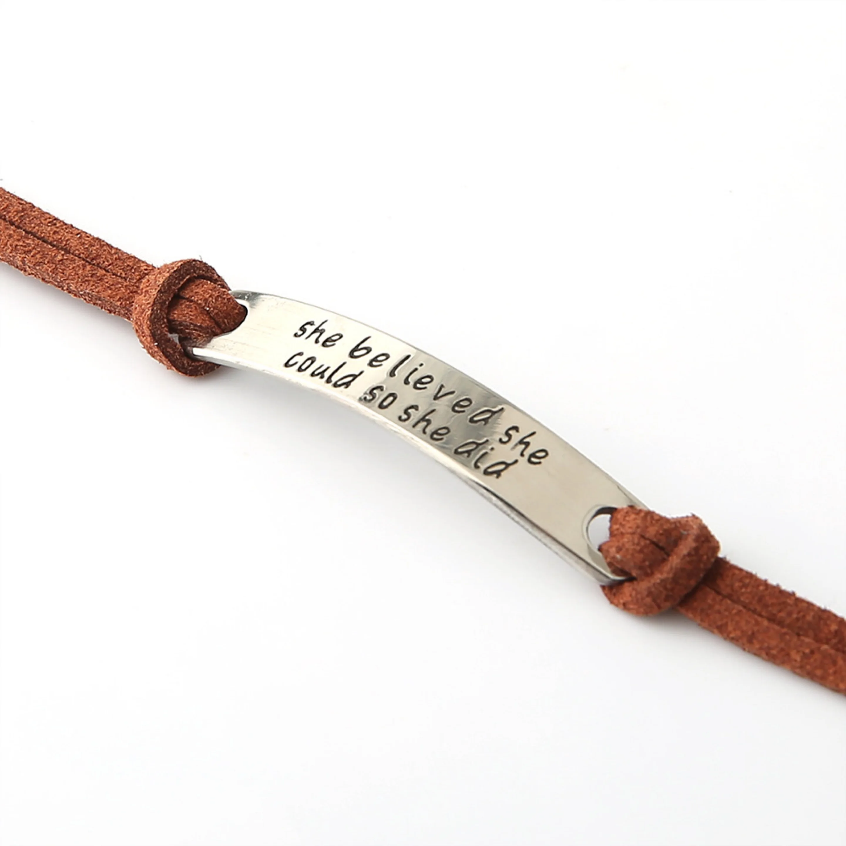 

2020 Fashion PU Leather Carved Letter Bracelet (Ladies) She believed she can do it, let her charm letter bracelet