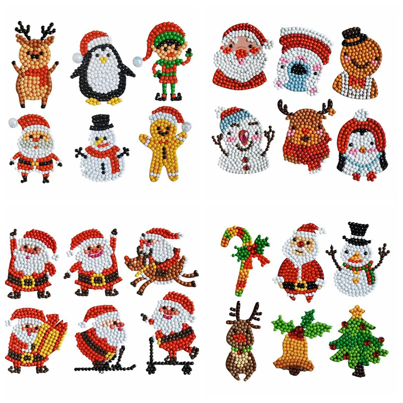 

24pcs Mini Pattern 5D DIY Full Round Diamond Painting Children Sticker Diamond Paintings Sticker Christmas Gift