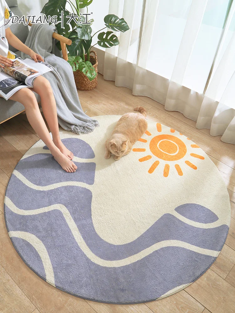 

Простой Диванный ковер с эффектом ветра, ковер для журнального столика, круглый компьютерный стул в скандинавском стиле, прикроватный стол...