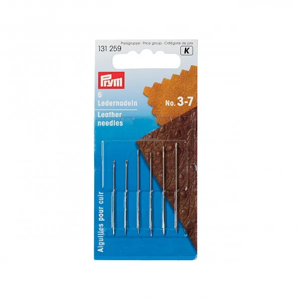 

131259 Germany PRYM Leather needles, No. 3-7, assorted, silver-coloured