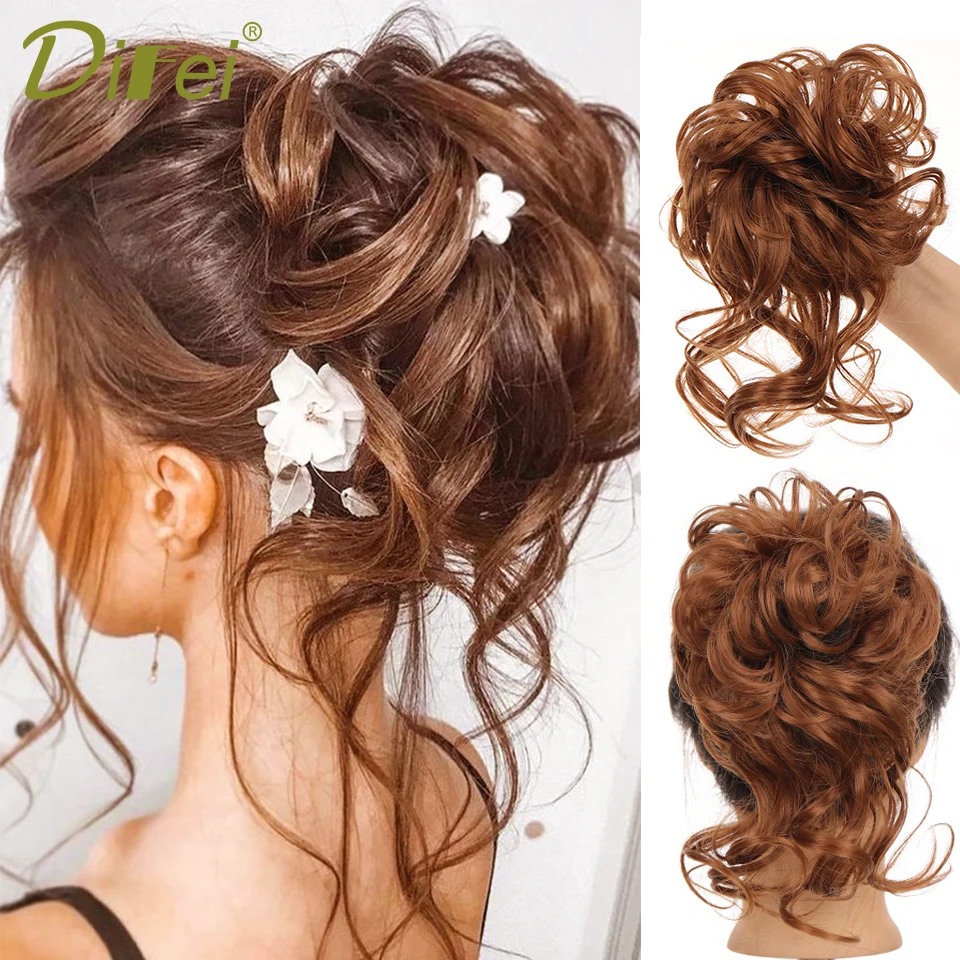 

DIFEI Hair Bands Messy Bun Elasticity Rope Fake Hair Chignons Synthetic Hair Accessories Natural Hairpiece Extensions For Woman