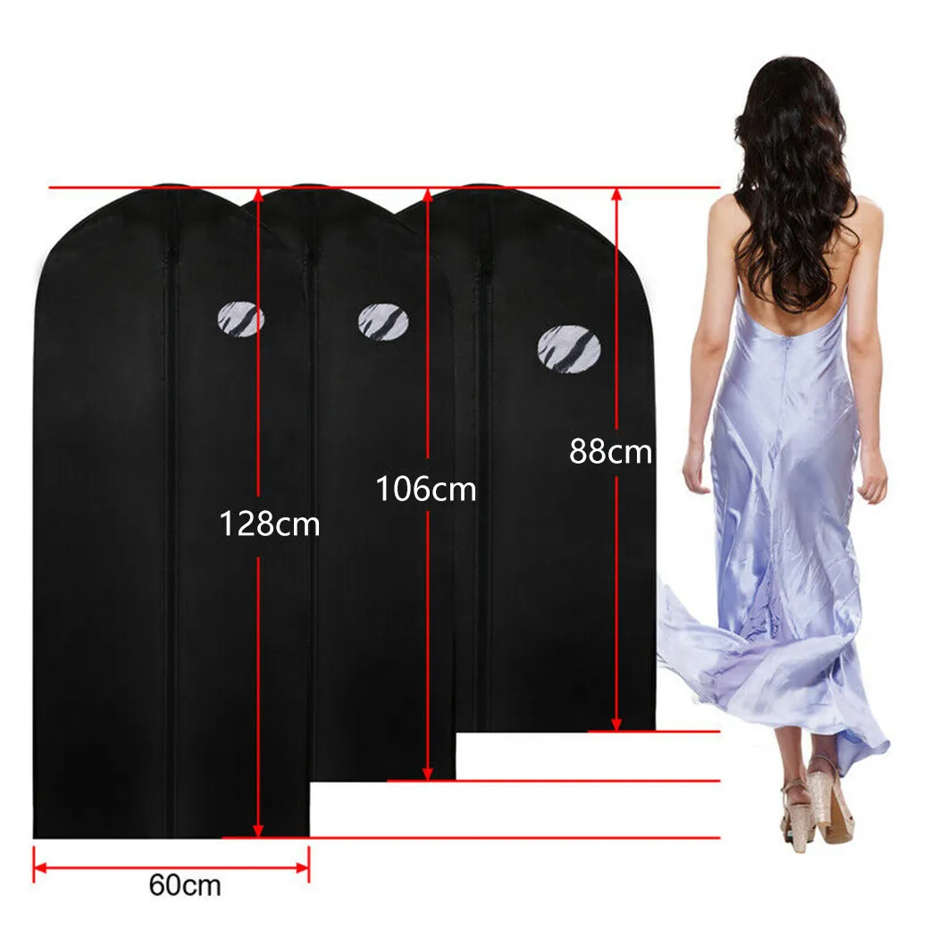 

2Pcs Clothes Anti Dust Cover Thick Non Woven Fabric Hanging Suit Bag Zipper Washable Shirt Suit Cover Storage Home Organizer