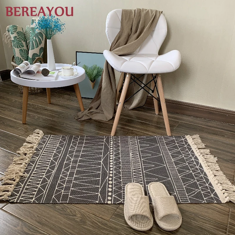 Скандинавские коврики для детской спальни напольный коврик с кисточкой кухонный