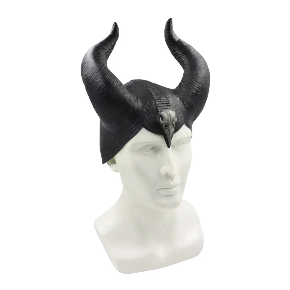 Maleficent: Маскарадная маска любовницы злой, шлем королевы рога, Детские латексные маски для взрослых, вечерние маскарадные костюмы для Хэллоуина