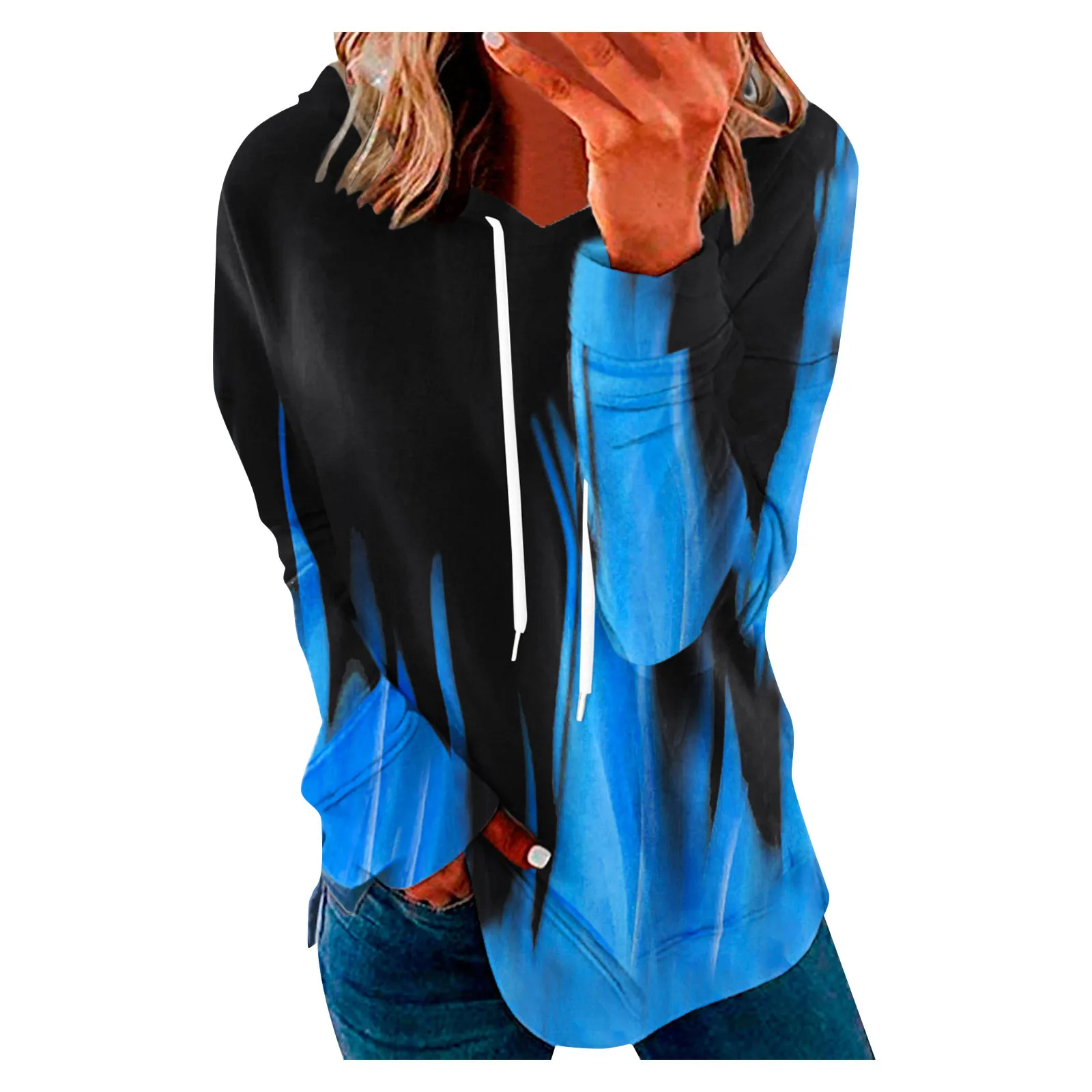 

Женская толстовка с длинным рукавом, свитшот с принтом, винтажная одежда, повседневный Свободный пуловер с кулиской, топы на осень 2021