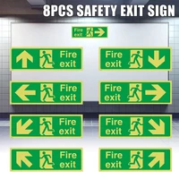 8pcs photoluminescent fire exit sign 300x100mm plastic all direction arrows dq drop