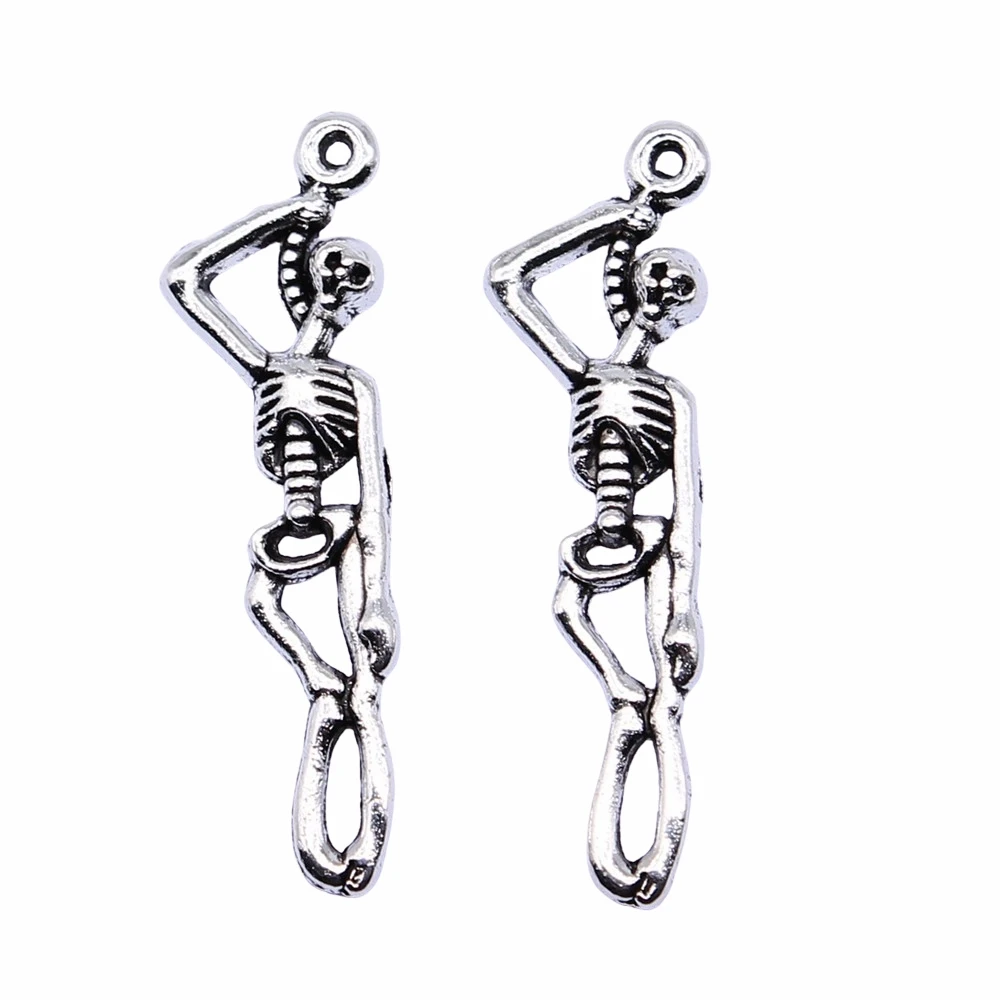 

50pcs 42x10mm Antique Silver Color Skeleton Charms Pendant For Jewelry Making DIY Jewelry Findings