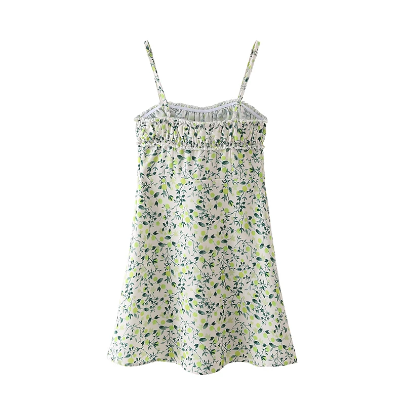 

Женское платье с лямкой на шее и зелеными цветами, XZ21089