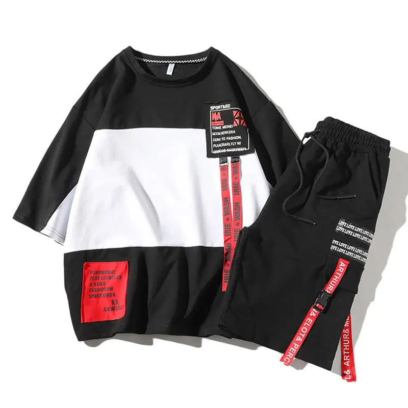 

Fashion Styles Men's Sets Hip Hop Clothes Streetwear Summer Outfit Male T-shirt and Pant Two Pieces Hip-hop Set Casual