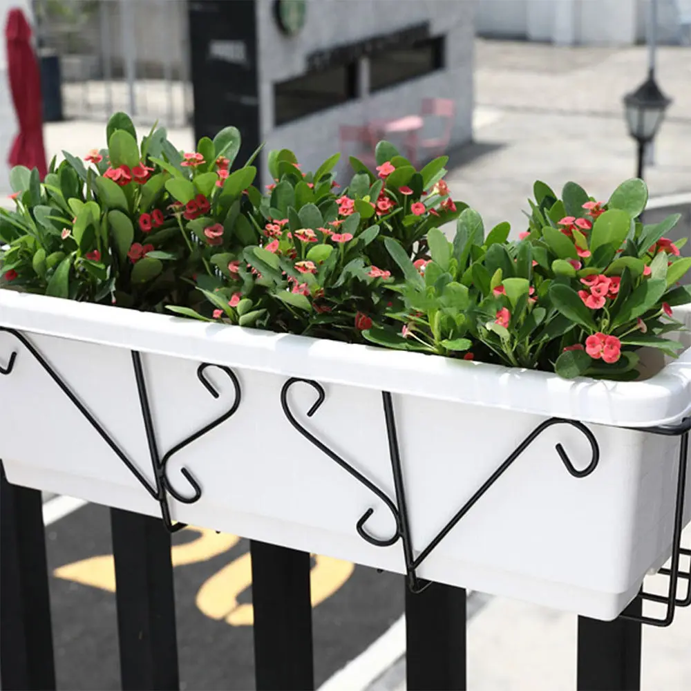 

2pcs Over the Rail Planter Hanging Flower Pot Holder Balcony Plant Pot Basket