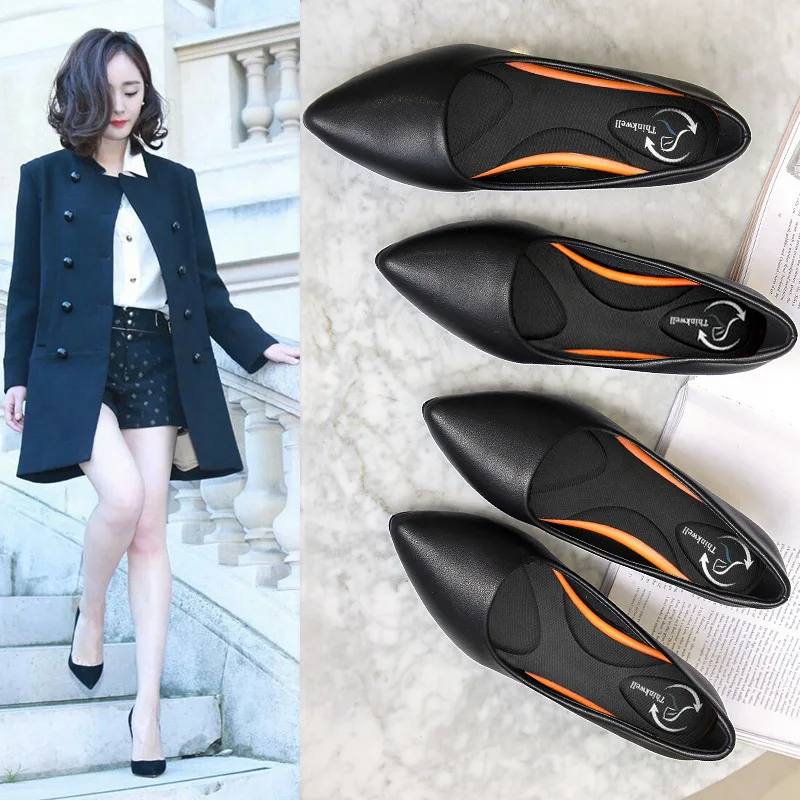 

Туфли женские на высоком каблуке, профессиональная рабочая обувь для стюардесс с закрытым носком, кожаные, для работников отеля