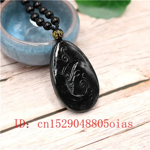 Натуральный черный зеленый китайский нефритовый кулон бусы ожерелье