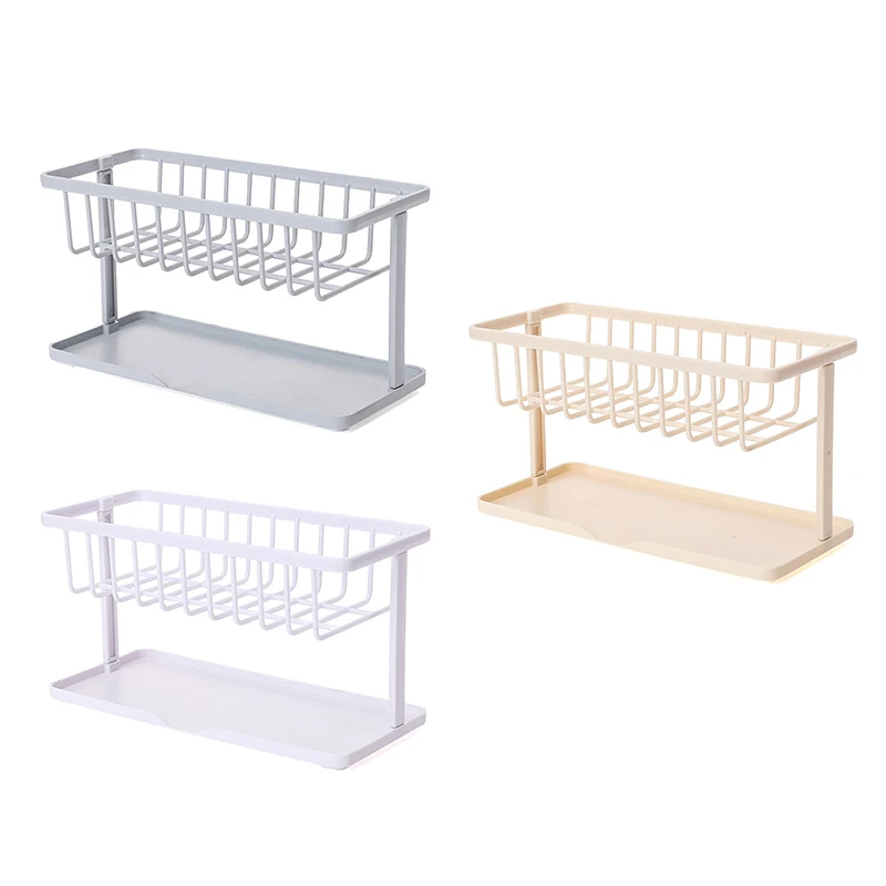 

Kitchen Double Sink Shelf Kitchen Sinks Organizer Soap Sponge Holder Sink Drain Rack Storage Basket Kitchen Gadgets Accessories