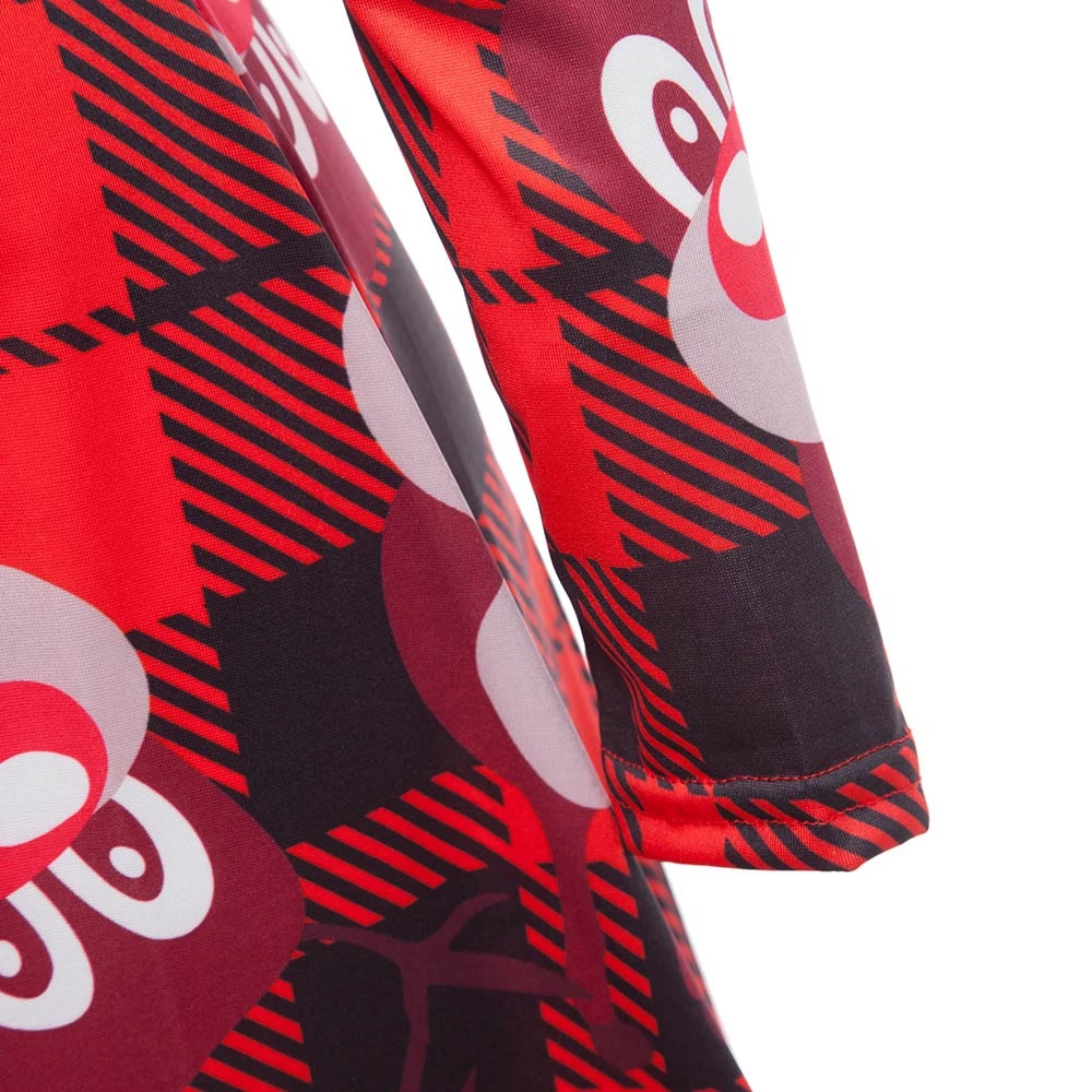 Трендовое рождественское платье трапециевидной формы с круглым воротником и