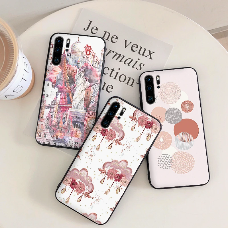Розовый милый чехол для huawei P Smart 2019 мягкий силиконовый из ТПУ на заднюю панель