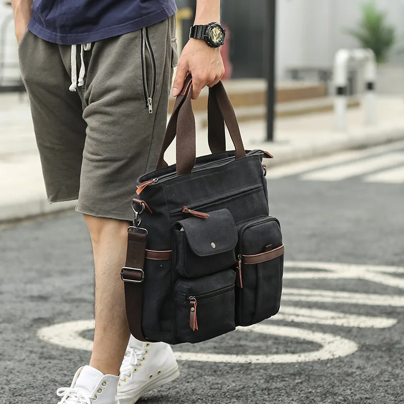 Men's Canvas Shoulder Bag Messenger Computer Casual |