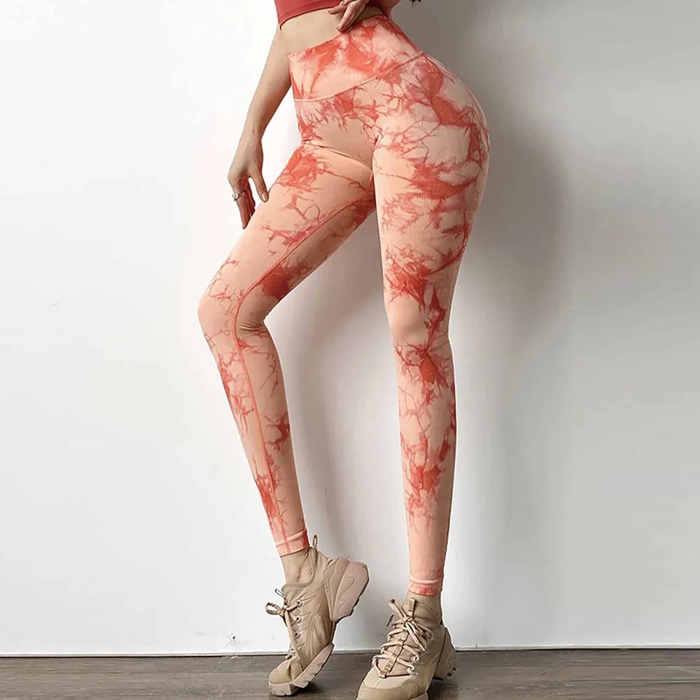

Tie Dye High-elastic Tight-fitting Sports Pants Women Work Out Clothing High Waisted Tummy Control Pants Women Sports Leggings