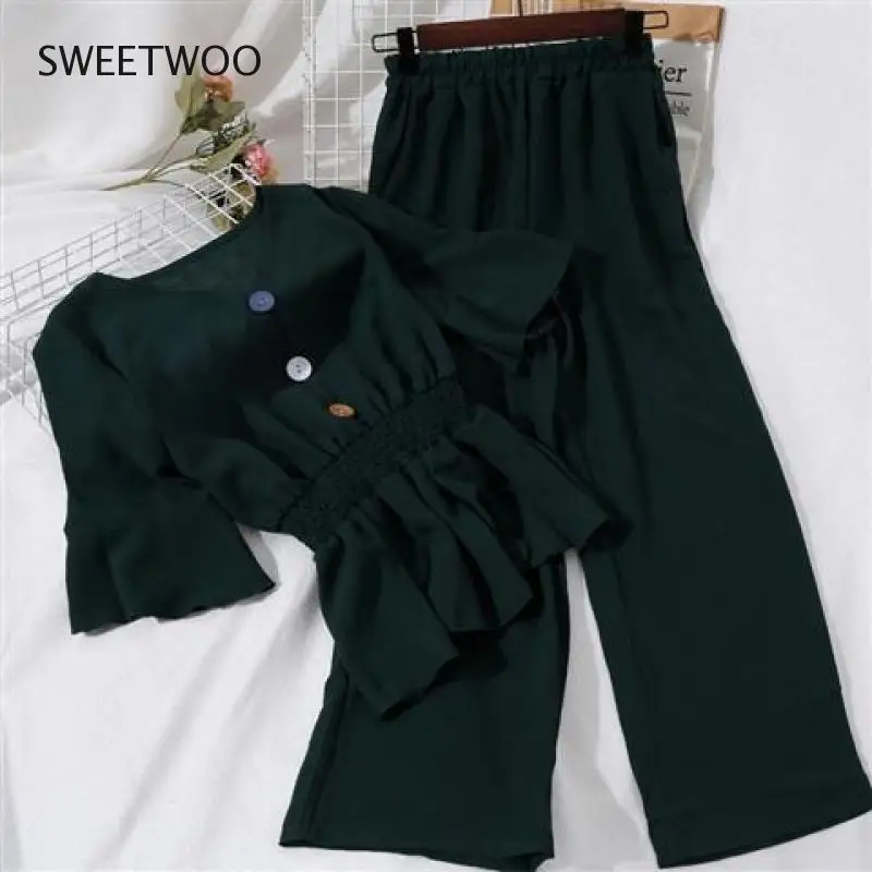 

Summer Women's Two-Piece Suit, Ladies Solid Color Multi-Color Casual Clothing Suit, Strapless Crop Top + Pants, Ladies Two-Piece