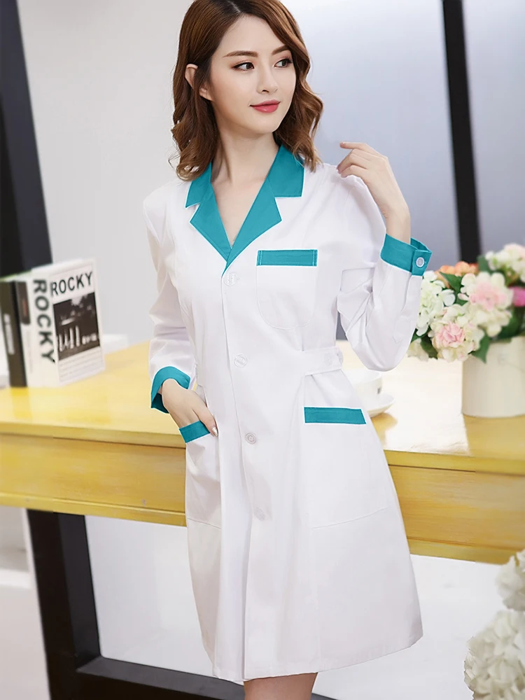 

Nurse wear long sleeves female beauty salon short sleeves pharmacy work clothes winter clothes pharmacy white coat