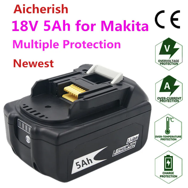 

18V Li-ion rechargeable 18650 5Ah battery 3A charger for Makita BL1815N/1820/1840B/1850/1860B battery pack Makita