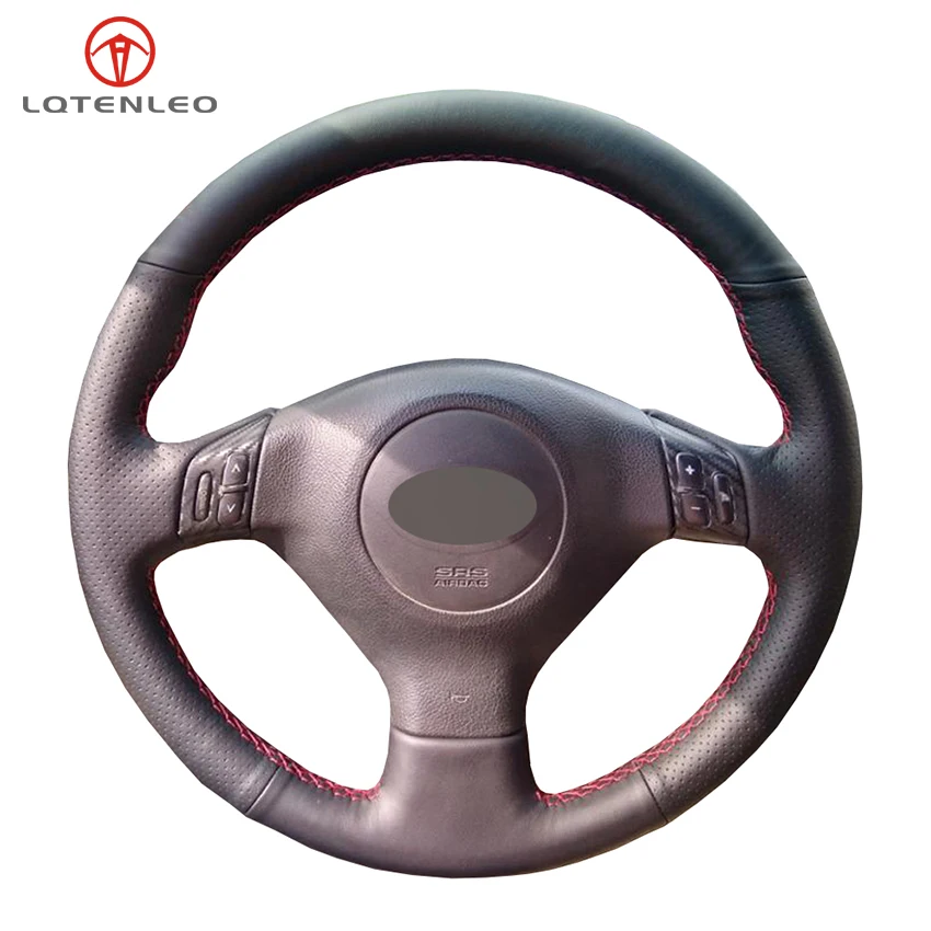 

LQTENLEO Black Genuine Leather DIY Car Steering Wheel Cover For Subaru Forester 2004-2007 Outback Legacy Impreza WRX 2003-2006