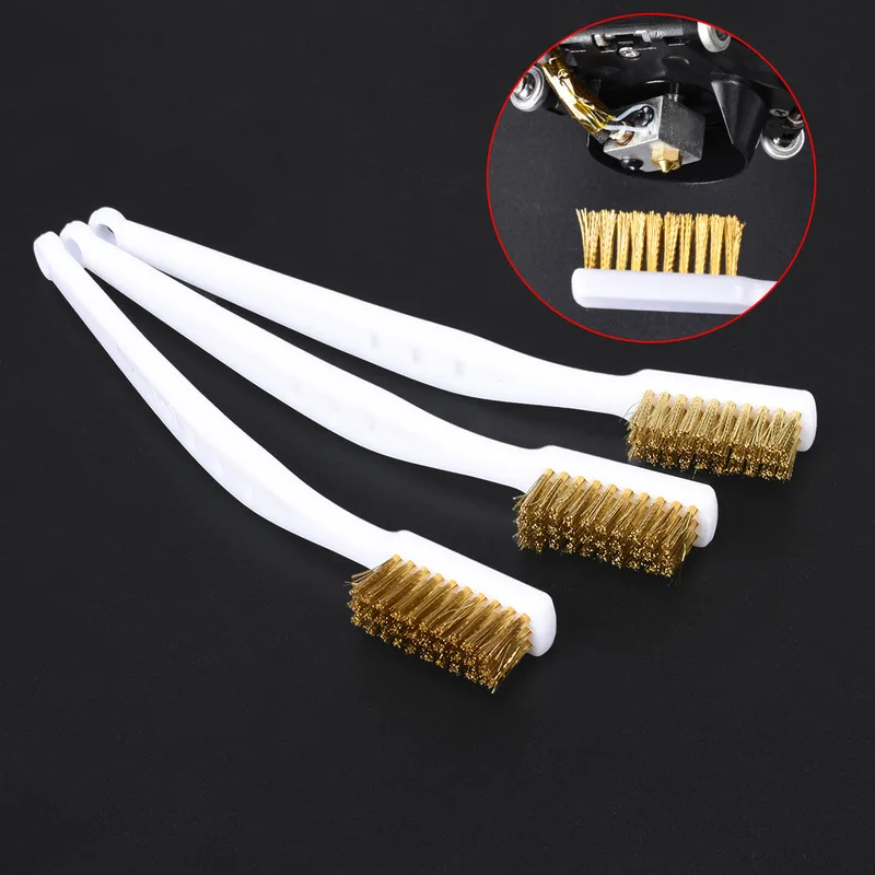 

Multifunction cleaning brush Plastic handle Copper Wire brush For Nozzle Heater Block Hotend Cleaning Hot Bed Parts