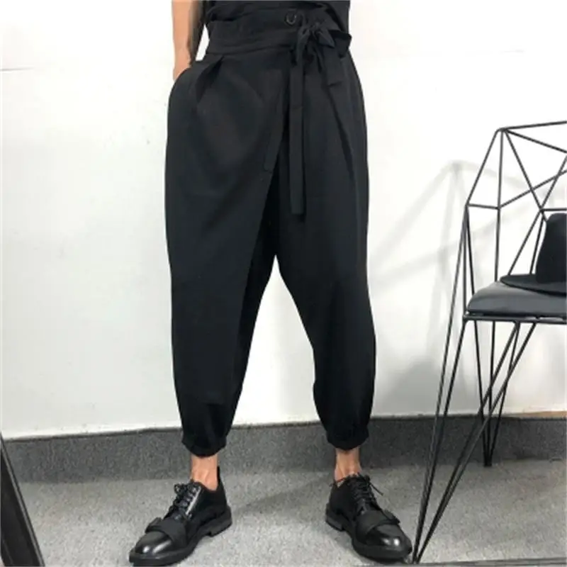 

Men's Harun Pants Spring And Autumn New Dark Character Asymmetric Stitching Pant Legs Casual Loose Large Size Bunched Foot Pants