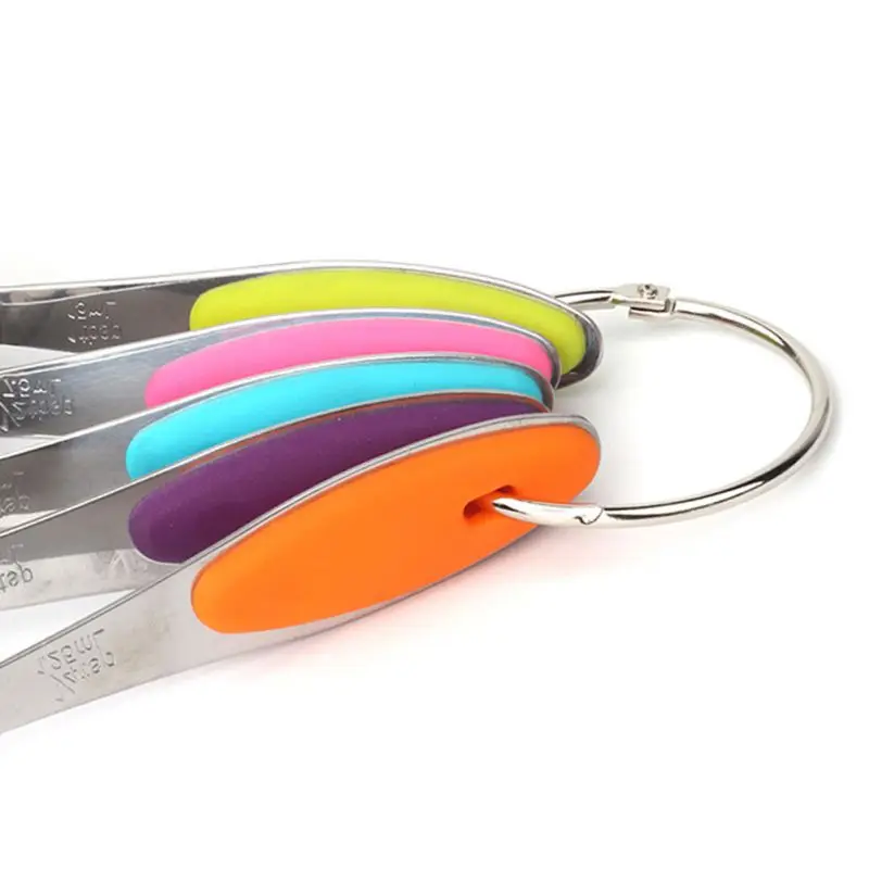 

Ten-piece Measuring Cups And Spoons Set In Stainless Steel And Silicone Handle For Gift Measuring Dry And Liquid Ingredients