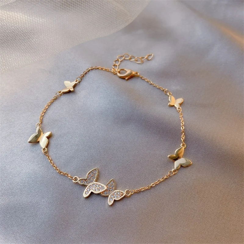 

Korean Flash Butterfly Rhinestone Super Fairy Girl Chain Charms Bracele For Women Party Wedding Lover Gift