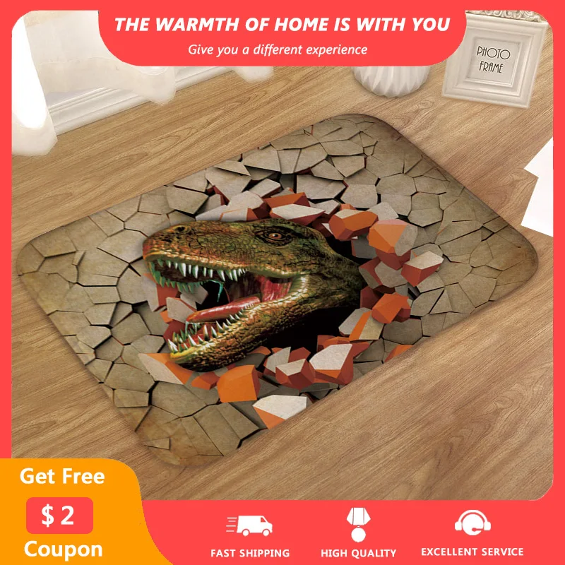 

Dinosaur Print Entrance Mats 3D Cartoon Kid Bedroom Floor Mat Non-Slip Washable 40x60cm Area Rugs Carpets Living Room Decor