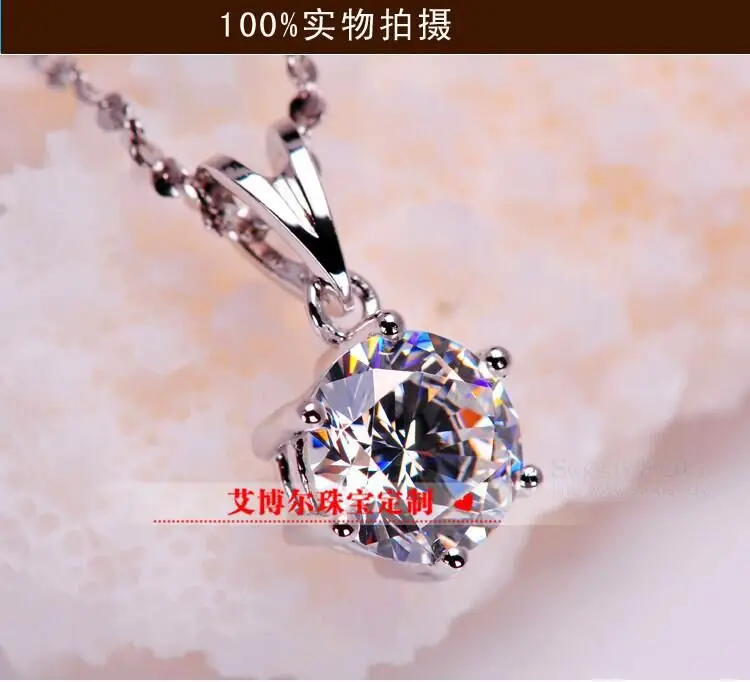 

TN206 classic 2carat SONA Simulated Gem 6 prongs Pendant Necklaces For Women,