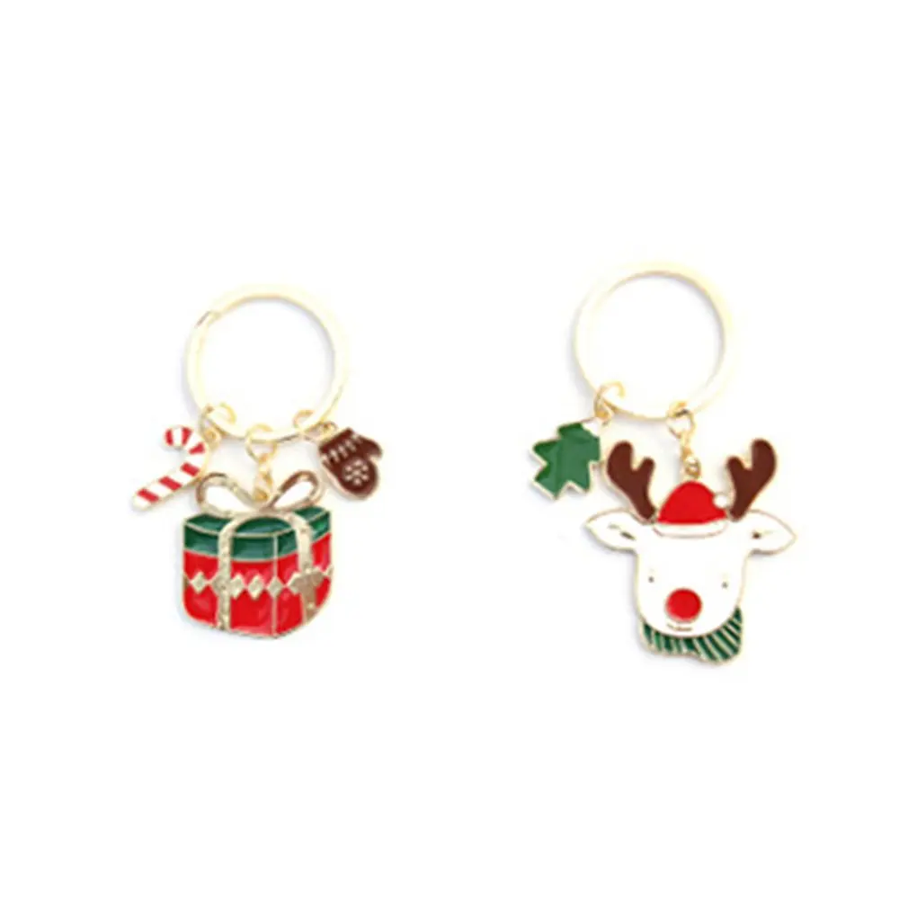 Модные брелки с Санта-Клаусом милые рождественской елкой хрустальные ювелирные