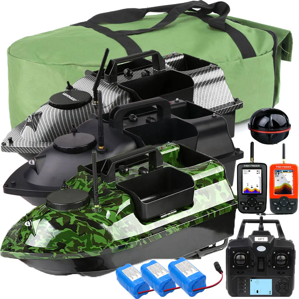 

500M GPS Remote Control Wireless Fishing Bait Boat LCD Fishfinders Remote Control Toy Boat 3 Color 3 Hoppers Bait Boat with Bag