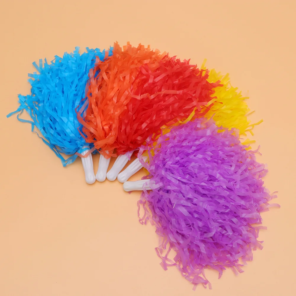 

12pcs Cheerleaders Supplies Cheering Poms Cheering Garland Shiny Cheering Balls With Handle(Blue + Yellow + Purple + Orange + Re