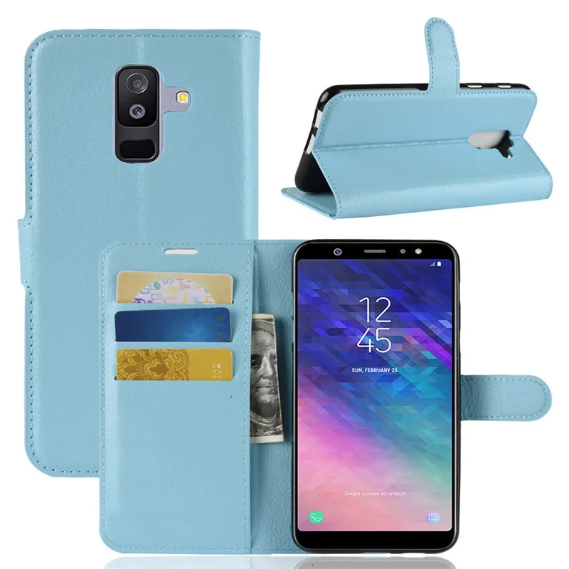Чехол бумажник для Samsung Galaxy A6 Plus с откидной крышкой 6 0 дюйма кожаный чехол 5 чехлы