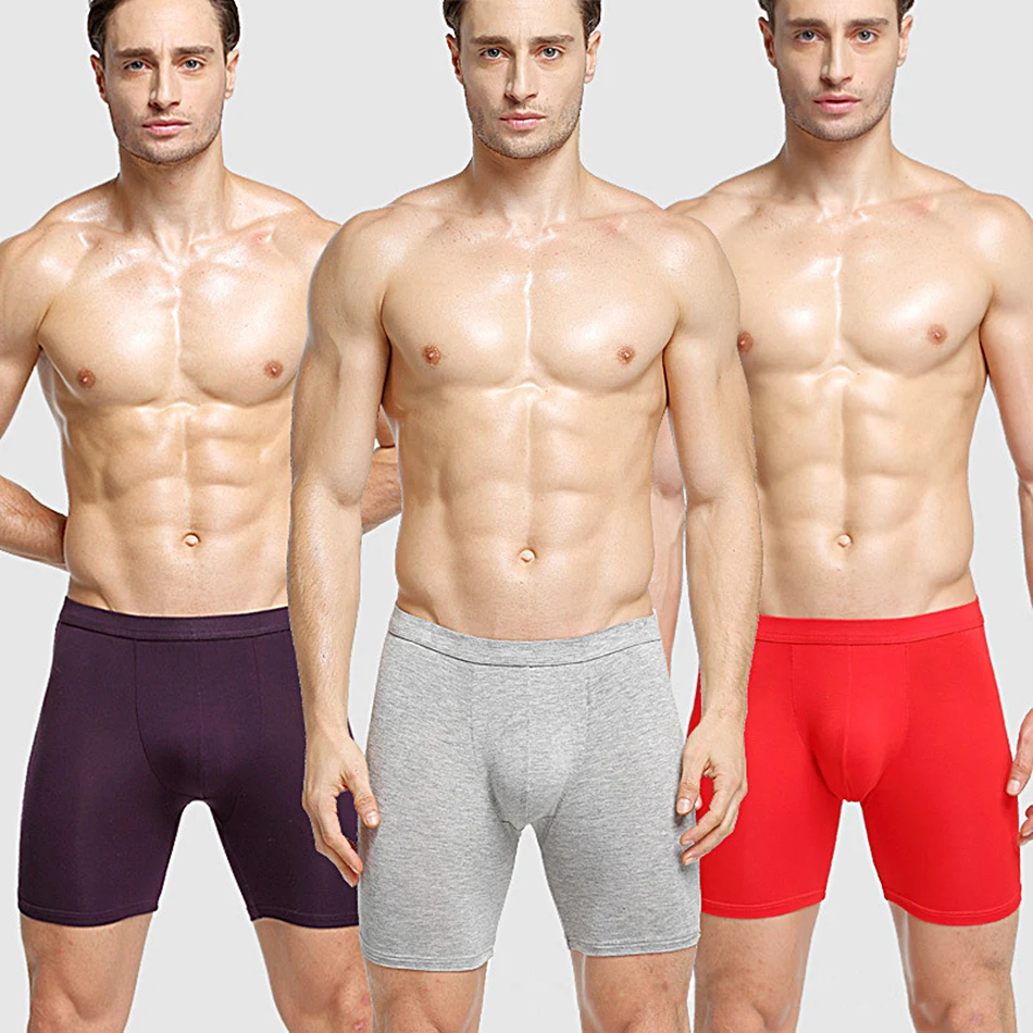 Трусы-боксеры мужские длинные спортивные водонепроницаемые из мягкого хлопка 4