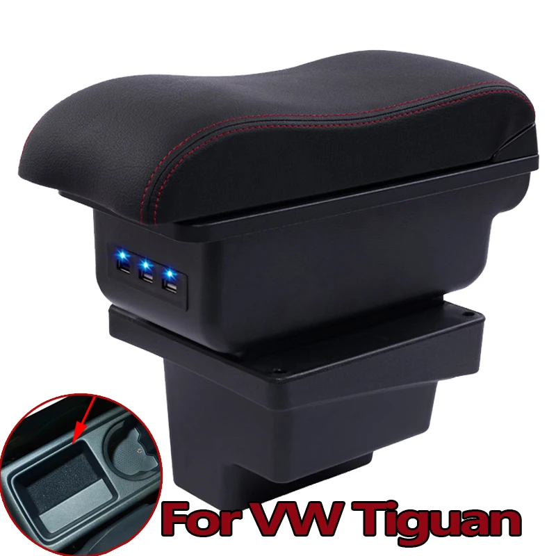 Подлокотник для Volkswagen VW Tiguan I 2007-2016 двухслойный большой вместительный