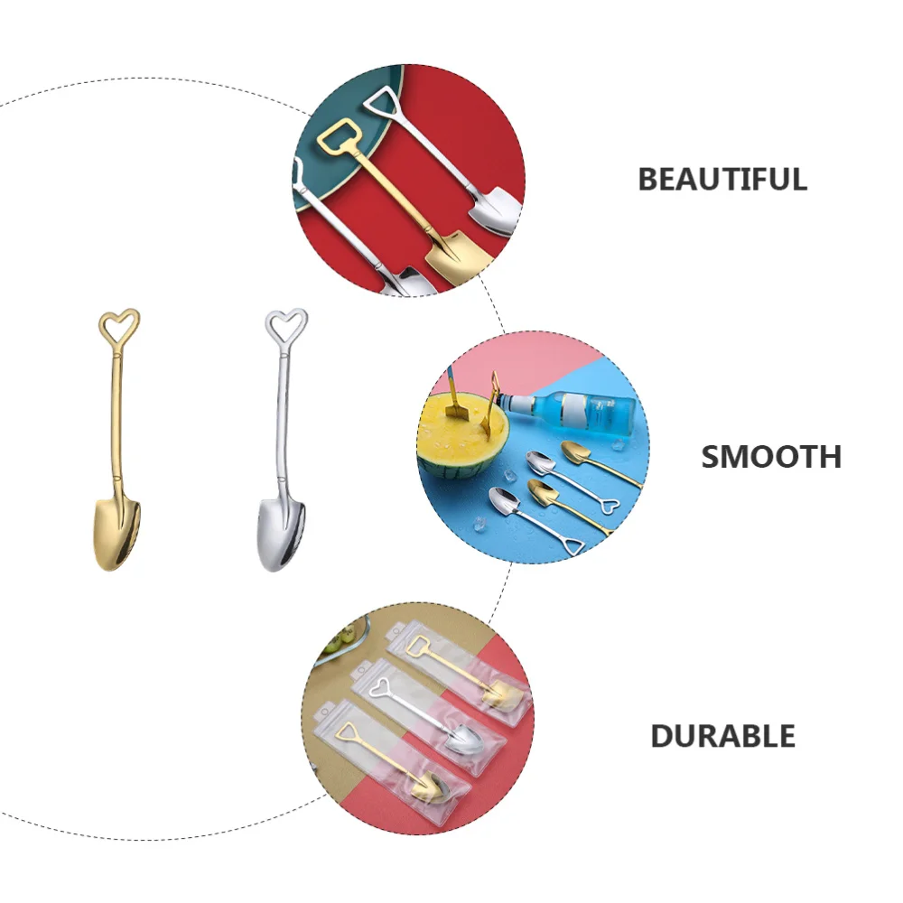 

2 Pcs Dessert Spoons Stainless Steel Ice Cream Spoon Practical Stirring Spoons