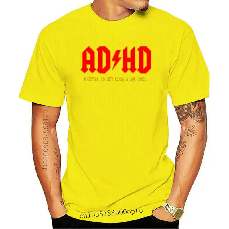 

Новинка, Мужская забавная футболка ADHD Highway To Hey Look A Squirrel, модель 2021, футболки, Забавные топы, футболка 2021, Забавные топы унисекс