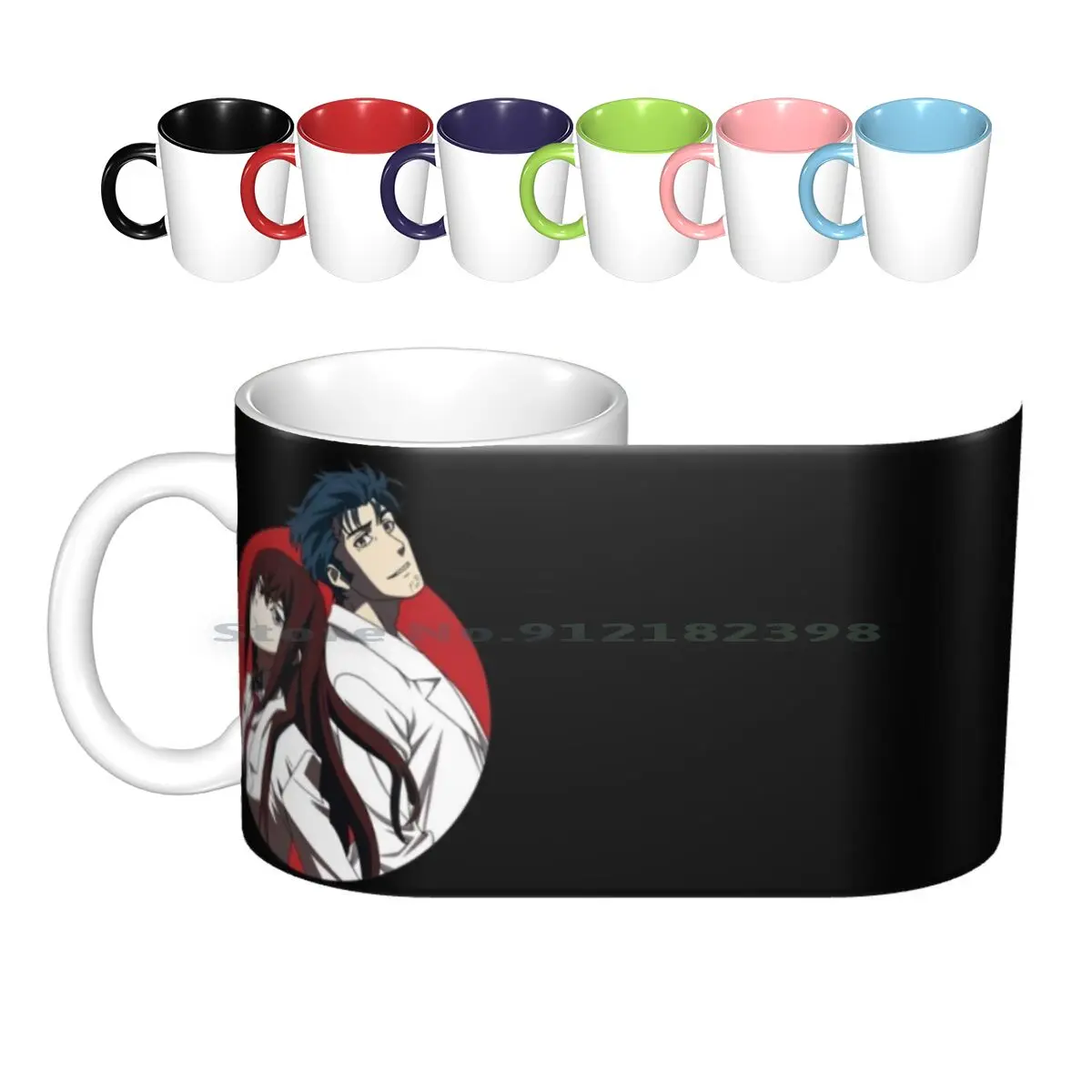 

Steins Gate-Rintaro Okabe-Kurisu Makise Ceramic Mugs Coffee Cups Milk Tea Mug Steins Gate Rintaro Okabe Kurisu Makise Manga