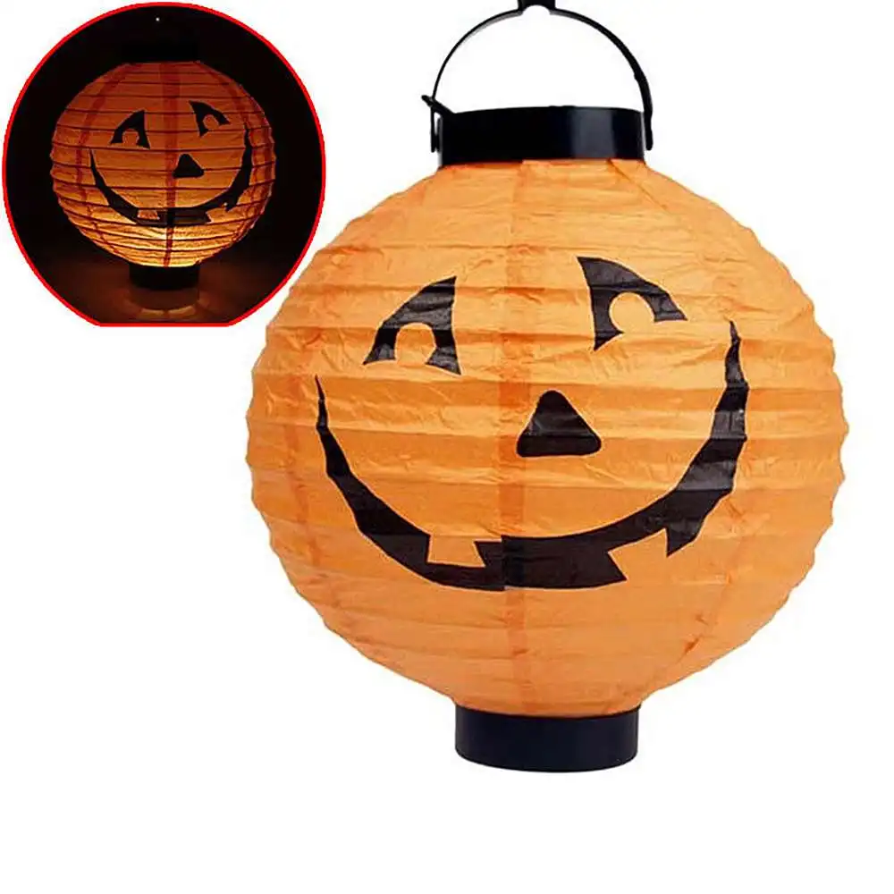 Бумажные фонари в виде тыквы на Хэллоуин Светодиодный Фонари можно вешать или