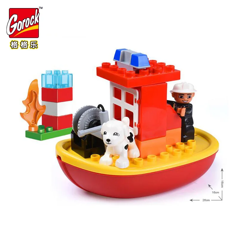 19 шт. большой Размеры строительные блоки город Пожарный катер большие Детские