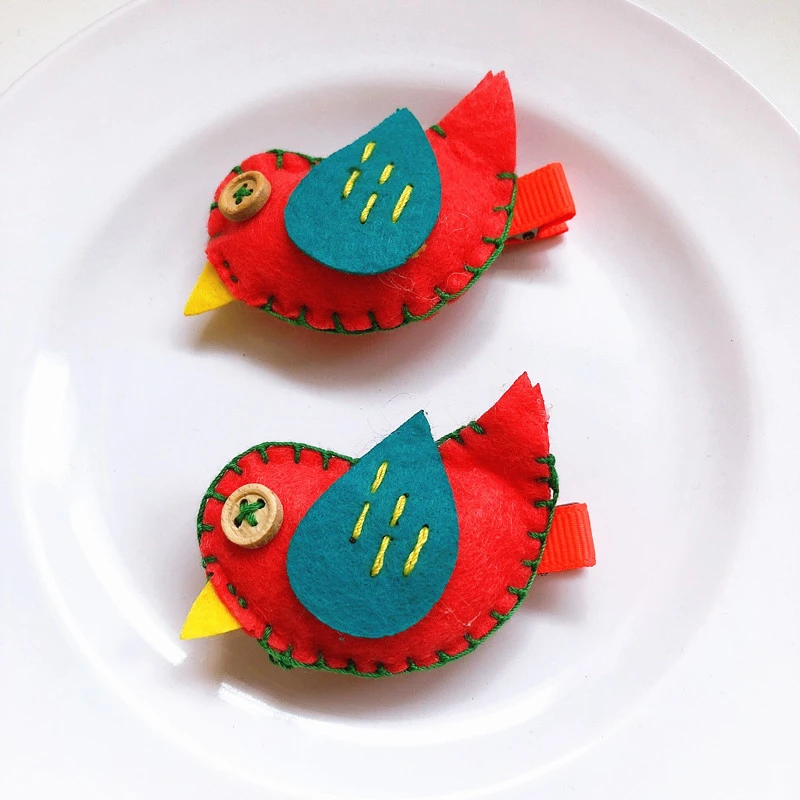 2 шт. заколки для волос девочек милые ткани с рисунком аксессуары ручная работа