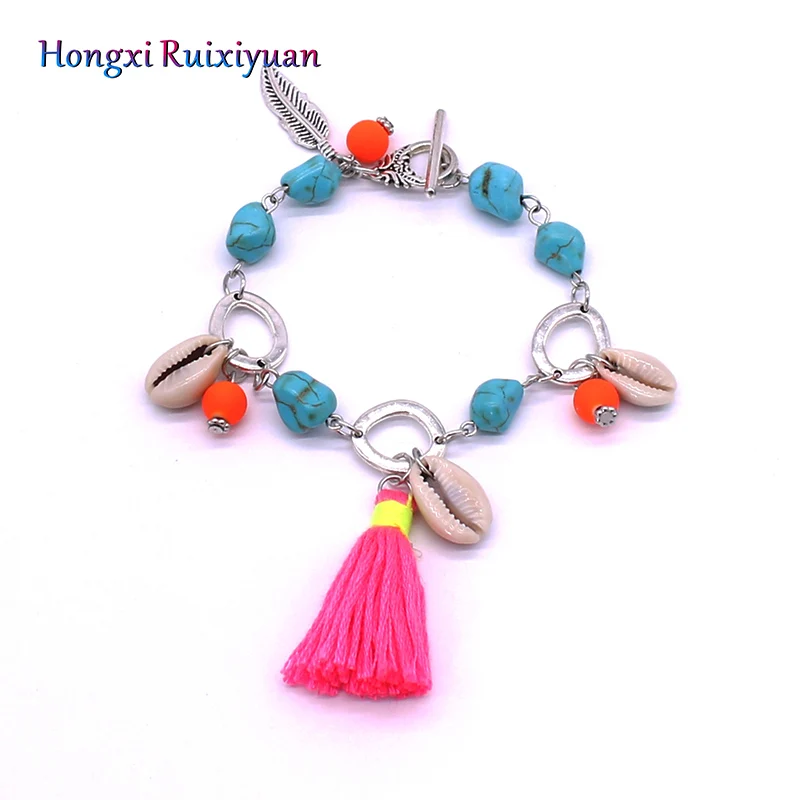 Ювелирные изделия браслет в богемном стиле с зелеными натуральными камнями