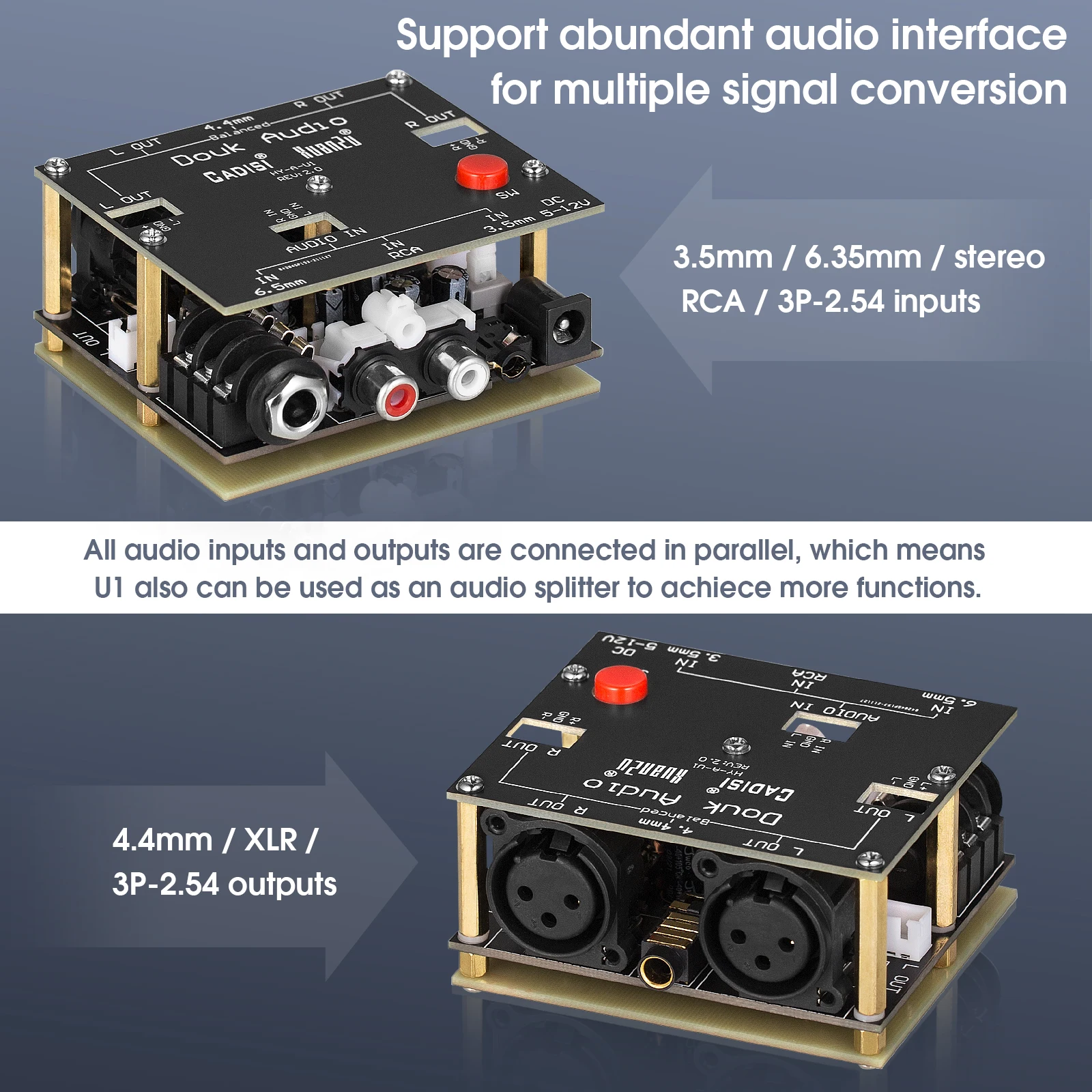 Douk Audio компактный односторонний (RCA/3 5 мм/6 мм) для сбалансированного (XLR/4 4 стерео