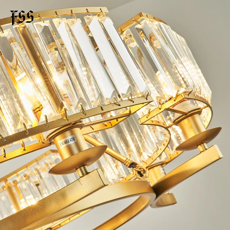 Новая золотая круглая хрустальная люстра Fss светильник для гостиной