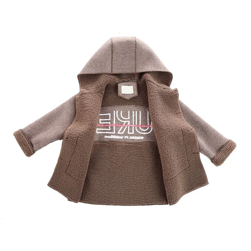 New Year Costume For Boy Children's Woolen Coat Kids Suede Windbreaker Thick Fashion Boys Wool Jacket Medium and Long Section |