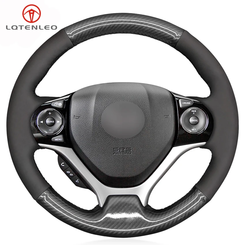 LQTENLEO углеродное волокно черная замша ручная работа Автомобильное рулевое колесо