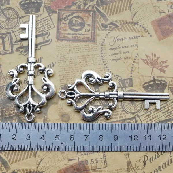 

Supplies For Jewelry Making 1pcs 78.7x36mm Antique Silver Color Key Pendants