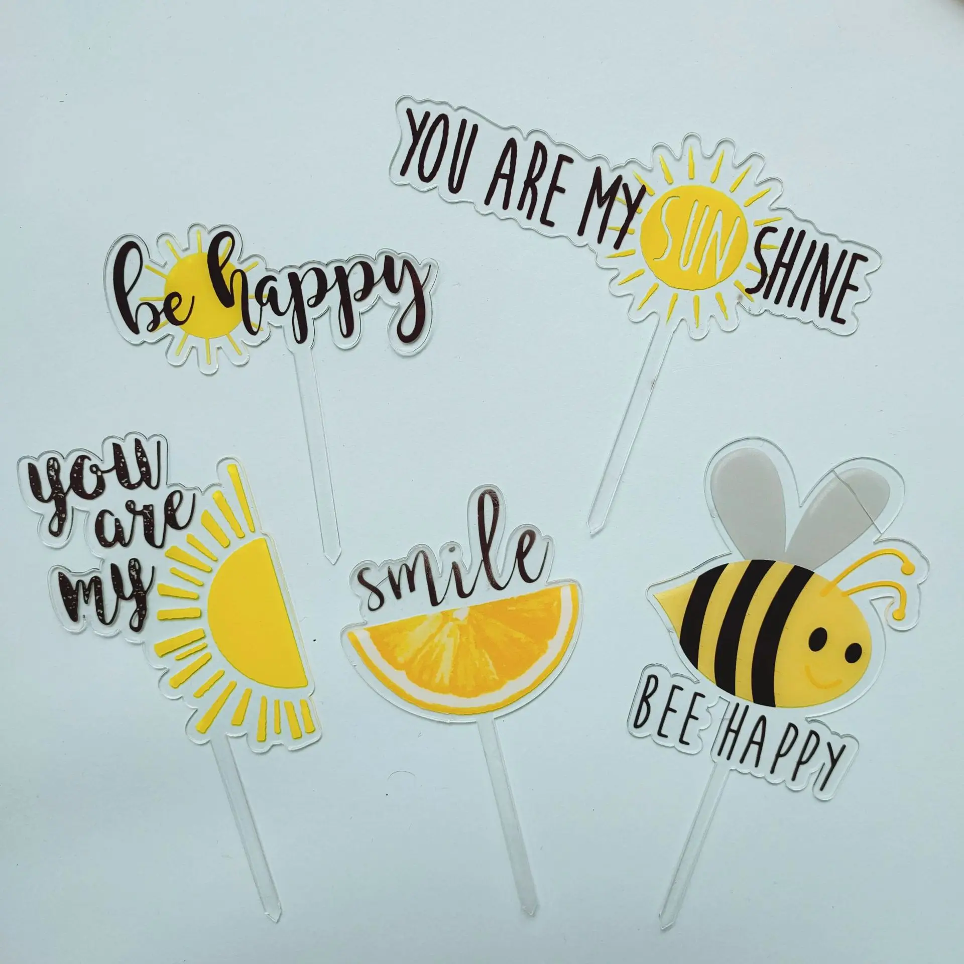 

Acrylic Bee Theme Happy Birthday Cake Topper You Are My Sunshine Cake Toppers Valentine's Day Wedding Party Decoration